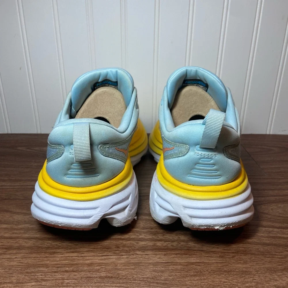 Hoka Bondi 8 Sneakers Blue Orange Yellow Low Top Lace Up Women’s 8.5 - Picture 5 of 14